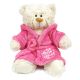 Happy Birthday Teddy Bear in Bathrobe - Pink