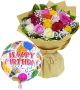 Happy Birthday Mixed Roses & Balloon