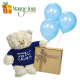 Sending You A Big Bear Hug Blue Teddy, Belgian Chocs & Balloons 