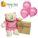 Sending You A Big Bear Hug Pink Teddy, Belgian Chocs & Balloons