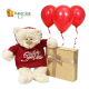 Red Hoodie Teddy, Belgian Chocs & Balloons